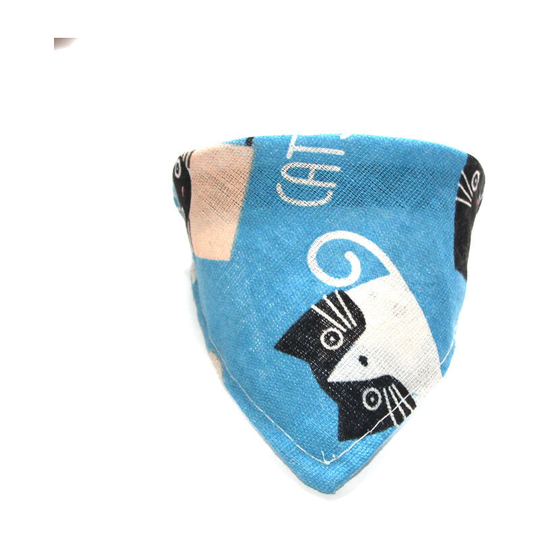 2PCS Dog Bandanas Pet Triangle Scarf Blue Fishbone Cat m