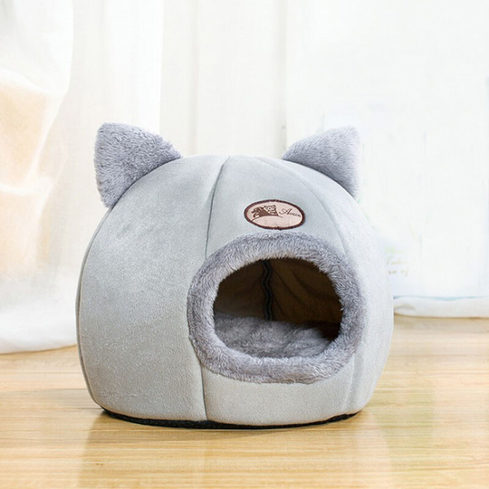 Pet Tent Cave Bed for Cats/Small Dogs Velvet Self-Warming 2-in-1 Cat Tent/Kitten Bed/Cat Hut with Removable Washable Cushion, Comfortable Pet