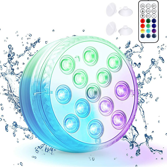 Benobby Kids - Submersible led Light, 16 Colors Underwater Lights, 13 led Beads Pool Light with rf Remote, Waterproof Bathtub Lights for Vase,
