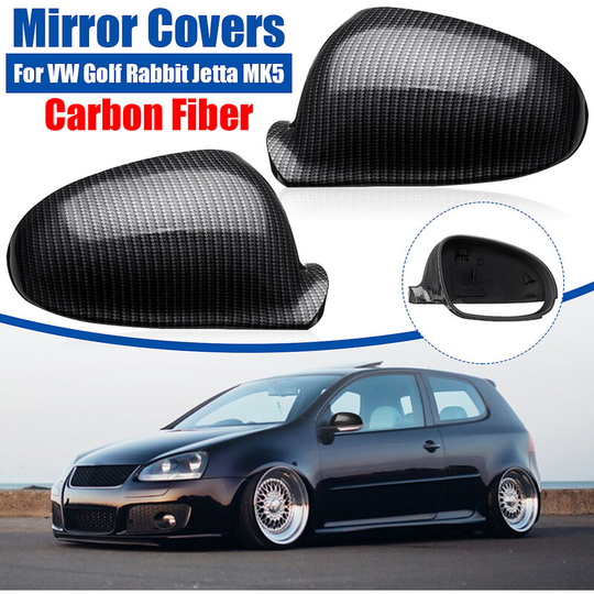 A Pair Carbon Fiber Side Rearview Mirror Cover For vw Golf Rabbit Jetta MK5 2006-2009