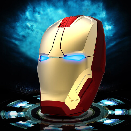Iron Man Mouse Wireless Mouse usb 2.4Ghz Noiseless Mouse Computer Optical Mouse for pc Laptop Mac (Gold)