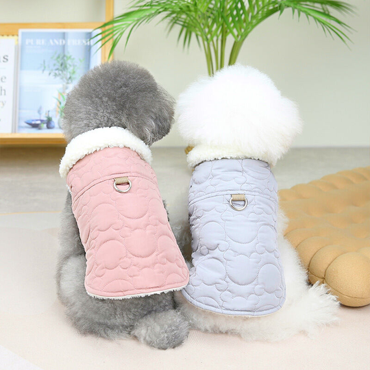 2 pcs two leg solid color small and medium-sized dog cotton padded clothes Nisi quilted embroidered dog clothes Shu cotton lining pet dog clothes 37