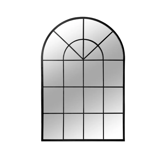 Durrell Window Pane Metal Framed Wall Mounted Accent Mirror in Black
