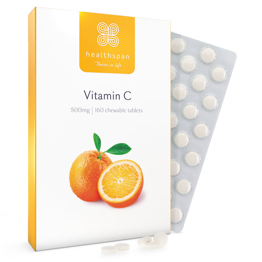 Healthspan Vitamin C 500mg, 160 Chewable Tablets, Immune Health, Vegan