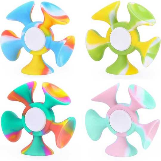Perle Rare - 4 Pack Fidget Toys Suction Cup Spinners & Darts Toy, Decompression Sucker Toys Indoor Outdoor Soft Silicone Pop Sucker Toys for Adults