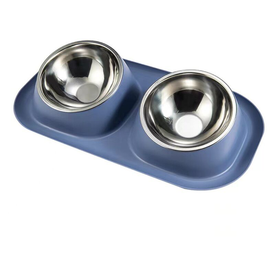 FVO - Double Cat Bowl, Premium Stainless Steel Bowl, Water or Food Bowl for Small Dogs and Cats with Non-Spill Silicone Base