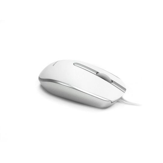 Accuratus M100 MAC USB Type C - USB Type C Wired Full Size Slim Apple Mac Mouse with Silver and Matt White Tactile Case