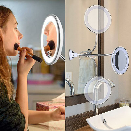 Flexible Gooseneck 10x Magnifying Led Lighted Mirror Illuminated, Bath Thsinde