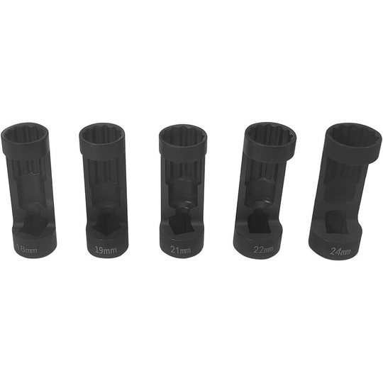 5PCS Strut Nut Socket Set 12 Point Sockets 1/2in Drive 18mm-24mm,model:Black