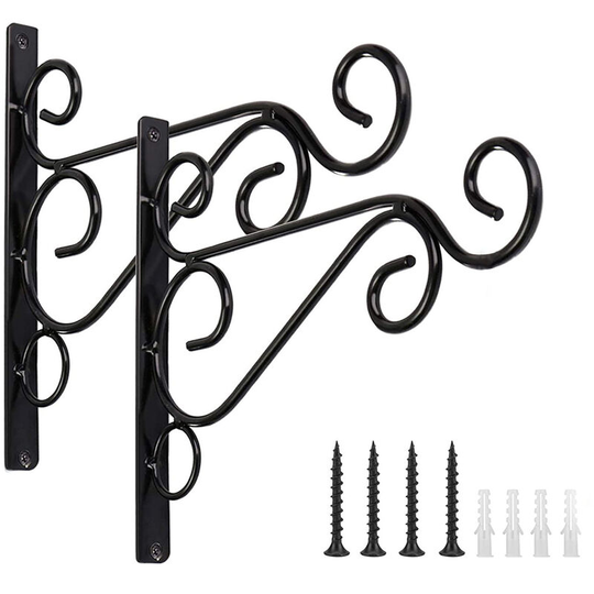 2Pcs Black Outdoor Hanging Hook Bracket for Plants Bird Feeder Lantern Wind Chimes,model: 2Pcs