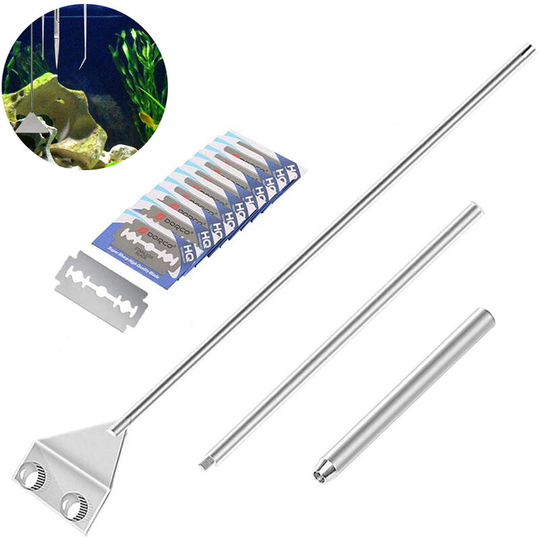 Aluminum Magnesium Alloy Aquarium Scraper Cleaner Brush with 10 Stainless Steel Blades for Fish Reef Plant Glass Tank