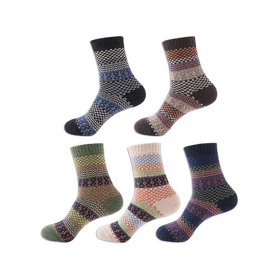 Autumn Winter Retro Deer Pattern Rabbit Wool Socks for Women Men Thicken Warm Thermal Cute Cartoon Cat Design Cotton Unisex YRD