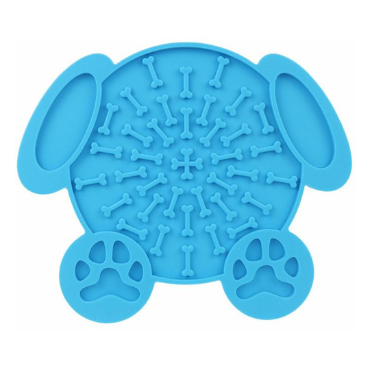 Silicone Lick Mat with Suction Cup, Dog Lick Mat, Slow Food Bowl, Dog Lick Mat in Bathroom and Shower, Serving Tray (Blue).