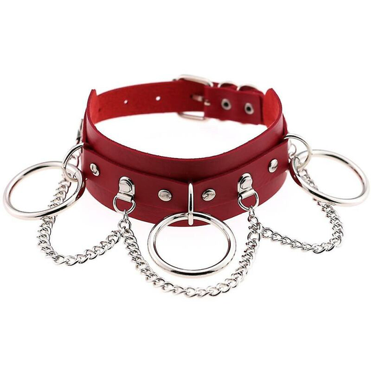 Exaggerated Personality Pu Leather Necklace Collar Punk Street Shooting Nightclub O-Ring Chain Clavicle Chain Neck Sleeve