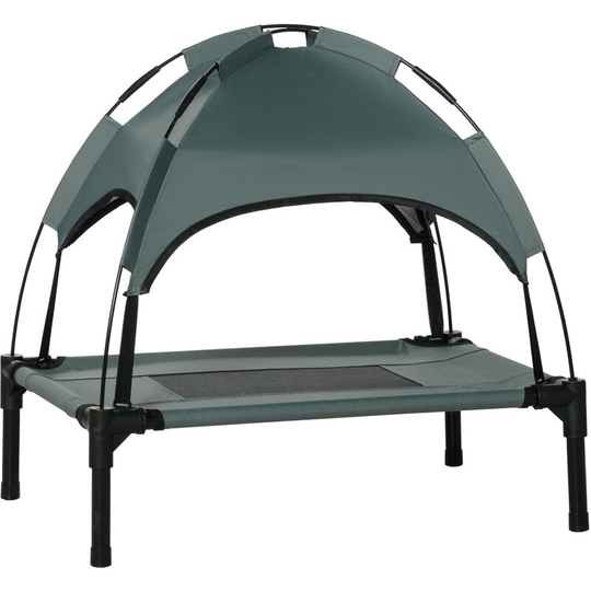 61cm Elevated Dog Bed Cooling Raised Pet Cot uv Protection Canopy Grey - Grey - Pawhut