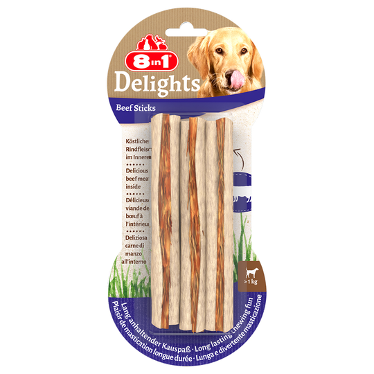 8in1 Delights Chew Sticks - Beef - Saver Pack: 3 x 75g