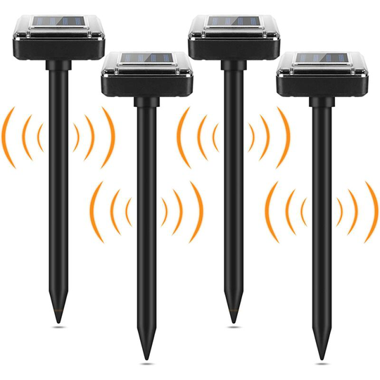 Bearsu - Outdoor Ultrasonic Solar Mole Repeller Anti-Mole, Outdoor Mouse Repellent Repellent 4-Pack for Moles, Voles, Gophers, Snakes or Other