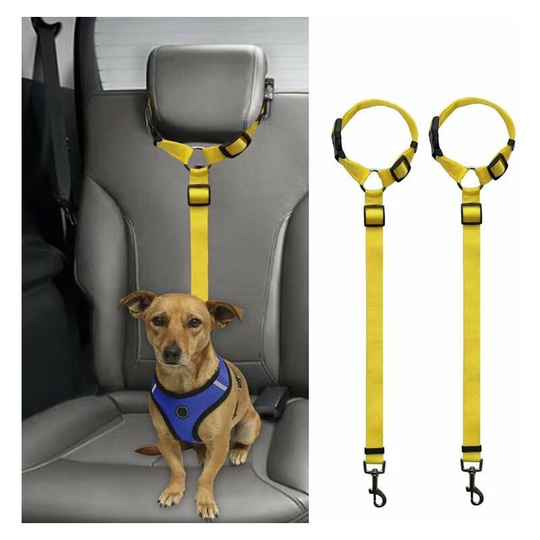 Car Dog Seat Belts, 2 Pack Car Headrest Restraint Adjustable Safety Leads Vehicle Seatbelt Harness for Pets Cats Dogs, yellow