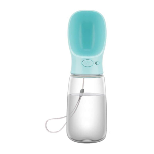 Portable Dog Water Bottle, Dog Walking Travel Bottle Puppy Water Leak Proof Drinking Dispenser 550ml Blue - Muff