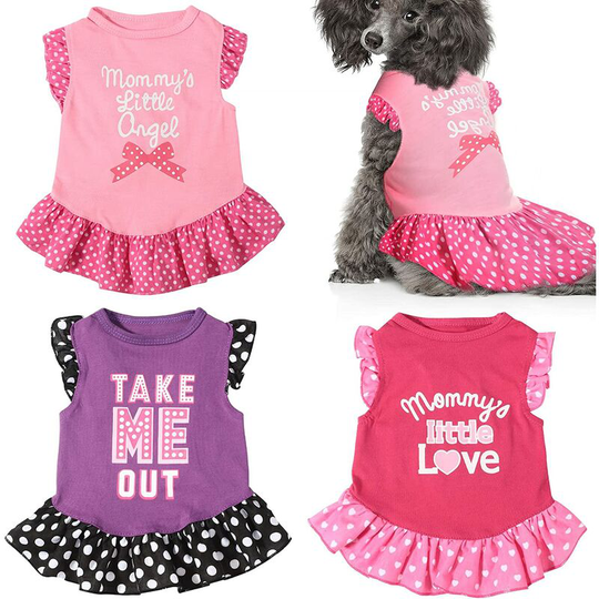 3 Pieces Dog Dress for Small Dogs Cute Pet Tutu Dress Dot Heart Mesh Puppy Dress Dog Princess Skirt Elegant Pet Summer Apparel Clothes for Small Dogs