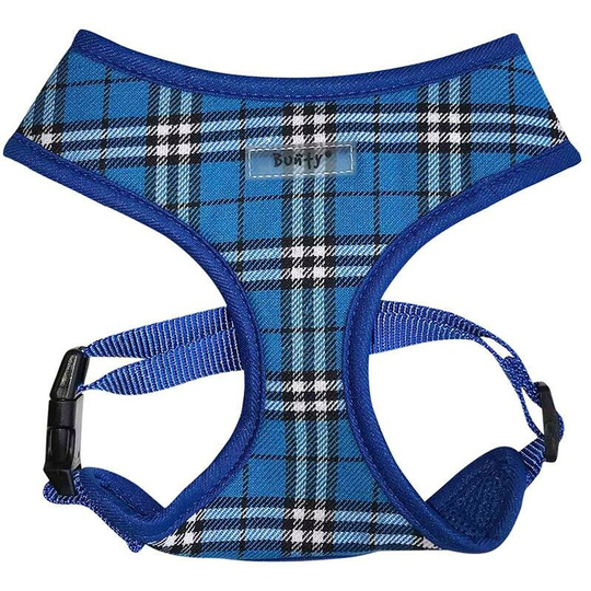 Bunty Tartan Soft Comfortable Breathable Fabric Dog Puppy Pet Adjustable Harness - Blue - Medium