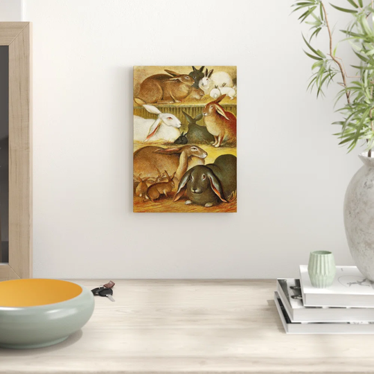 Vintage Natural History Tame Rabbits Graphic Art
