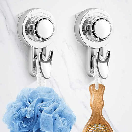 Bathroom Suction Cup Hook, Strong Suction Cup Hook for Kitchen Toilet Stainless Steel Wall Hook Towel Hook Suction Cup Hook Shower Hook (Silver)