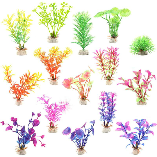 10pcs Aquarium Plants Decoration, Plastic Plants Artificial Aquarium Ornamental Plants for Aquarium Plastic aquatic plant with different sizes,