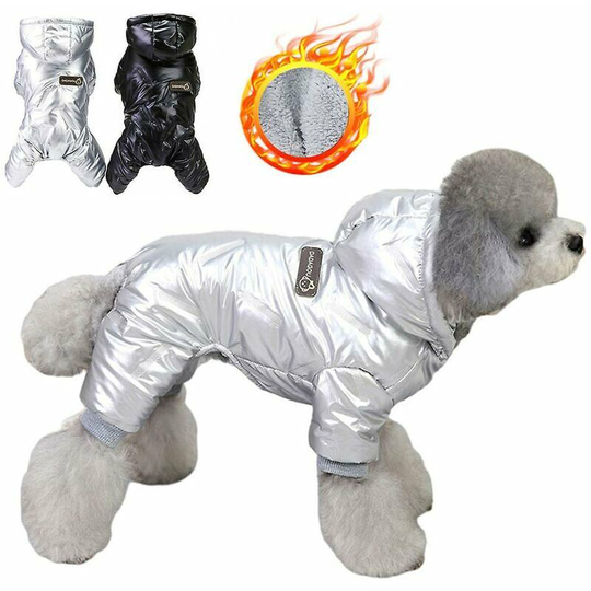 Winter Warm Dog Jumpsuit Waterproof Dog Clothes For All Dogs Chihuahua Jacket Yorkie Costumes Shih Tzu Coat Poodle OutfitsSilverXXL