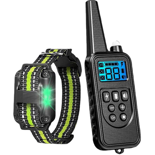 Thsinde - Rechargeable dog training collar, IPX67, with vibration, sound, electric shock and light modes.