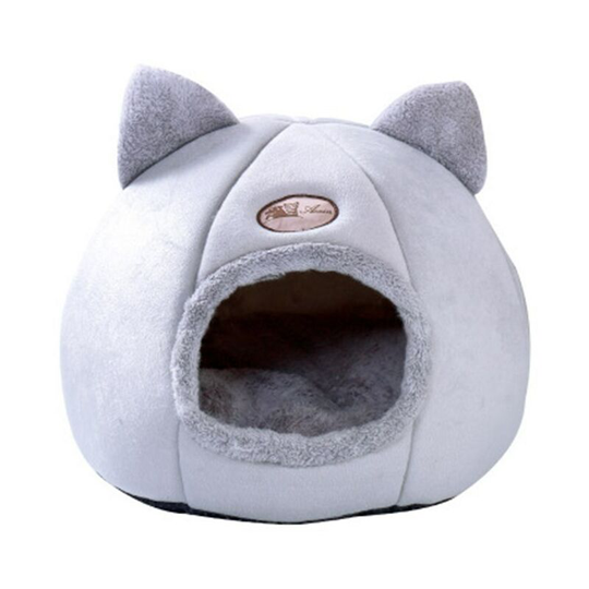 Soft Warm Non-Slip Cat Dog Cave Nest Bed and Closed House for Puppy Foldable Mattress Cushion for Pet40*40*40CM, Gris