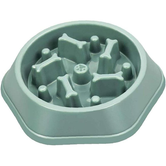 Slow Dog Feeder Bowl Non-Slip Anti-choking Interactive Fun Pet Food Waterer Green