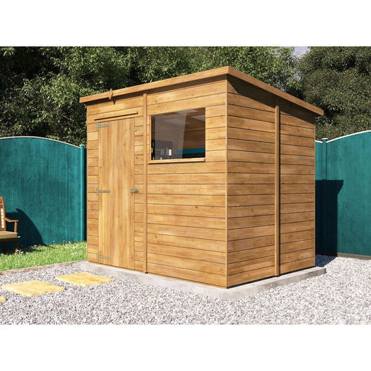 8 x 6 Pent Roof Pressure Treated Wooden Garden Storage Building Workshop - Dad's Shed i 2.5m x 2m