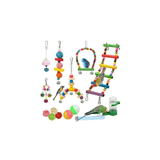 Bird Toys Parrot Bird Toys Swing Birds Toys Bird Chewing Toy Handmade Colorful Parrot Cage Toys For Parakeets Conures Macaws Finches