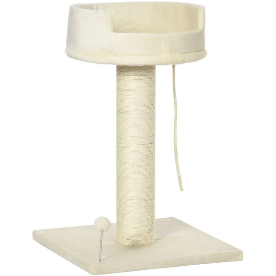 Cat Tree for Indoor Cats Kitten Tower w/ Sisal Scratching Post - Cream - Cream - Pawhut