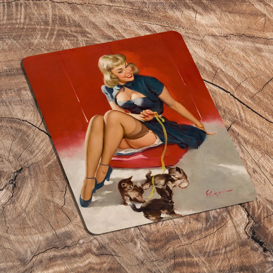 Pin up Girl Red Kitten Personalised Art Wall Décor