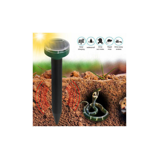 FVO - Solar Mole Repeller, Groundhog Repeller Ultrasonic And Solar Powered Animal Repeller For Lawn And Yard Garden Home
