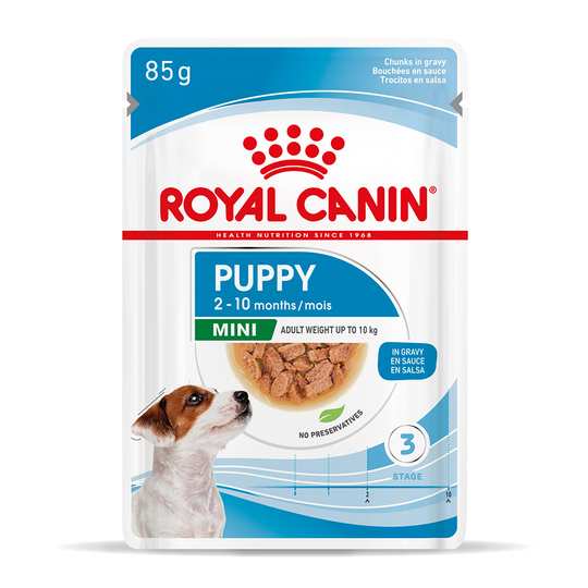 Royal Canin Size Wet Dog Food - 3 Packs + 1 Pack Extra Free!* - Mini Puppy in Gravy (48 x 85g)