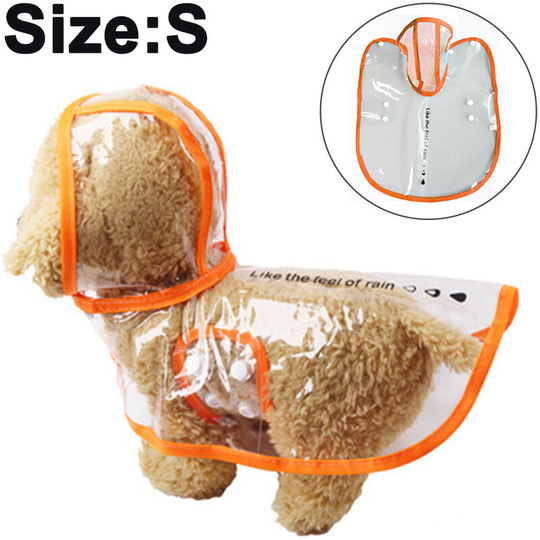 Dog Raincoat with Hood Poncho Transparent Rain Coat for Small Dogs Waterproof Puppy Cats Pets, s, orange side