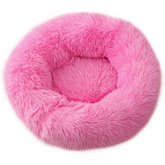 Gdrhvfd - Round Long Plush Cat Bed House Dog Mat Winter Warm Nest Basket Soft Pet Cushion Portable Kennel Puppy Sofa Supplies - Pink 50cm
