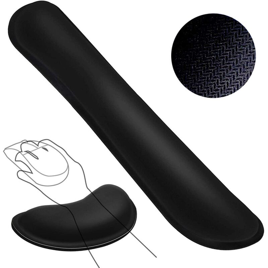 Computer Keyboard and Mouse Pad Support Memory Foam Set Easy Typing and Wrist Pain Relief Ergonomic Lightweight Anti-Skid Wrist Cushion for Office