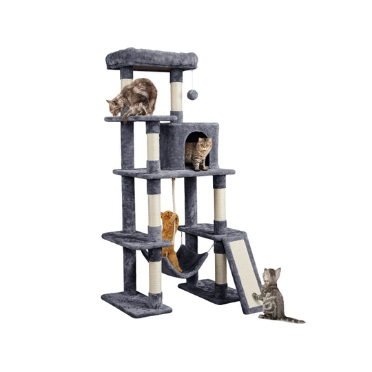 63in Tall Cat Tree Large Cat Tower, Dark Gray - dark gray - Yaheetech