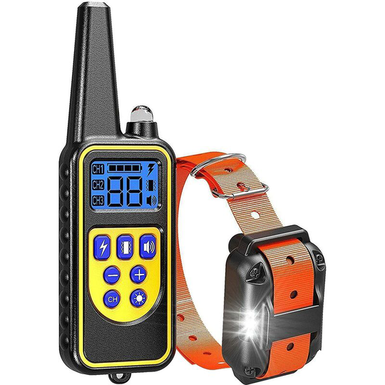 FVO - IP67 Waterproof Dog Training Collar with Buzzer Vibration and led Light Training Mode Adjustable Vibration Dog Training Pet Collar Collar-Orange