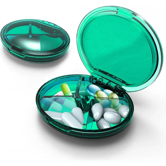 Sun Flowergb - 2 Pack Travel Pill Box, Small Pill Box, Visible Transparent Lid Pill Box, Travel Pill Box with 4 Compartments, Leak Proof Pill Box for