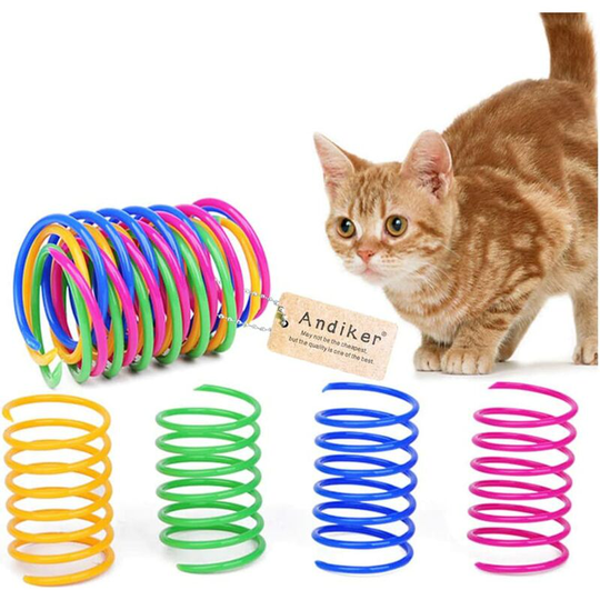 Readcly - Spring Cat Toy, Spring Cat Toy 20 Pieces, Colorful Interactive Cat Toys, Plastic Spiral Springs, Durable and Soft, Cat Toy for Hunting and