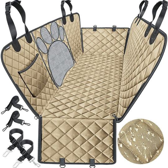 Briday - Upgraded Dog Seat Covers with Mesh Visual Window 100% Waterproof Dog Car Seat Cover Nonslip Pet Seat Cover for Back Seat with Storage