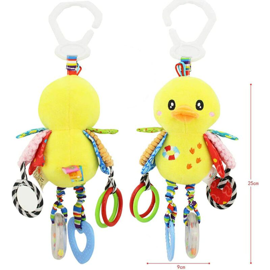 Baby Development Toy, Baby Soft Toy with Mirror and Teether, Suitable for 0-24 Months Baby (Chick)