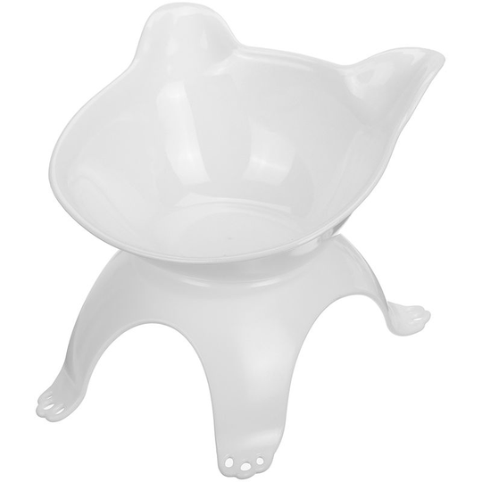 Non-slip Pet Bowls with Raised Stand Cat Dog Food Water Single Bowl Feeder White
