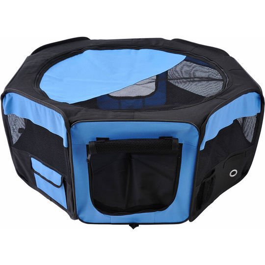 Fabric Pet Puppy Dog Cat Rabbit Pig Playpen Play Pen Run Blue Black 37x37x95cm - Blue