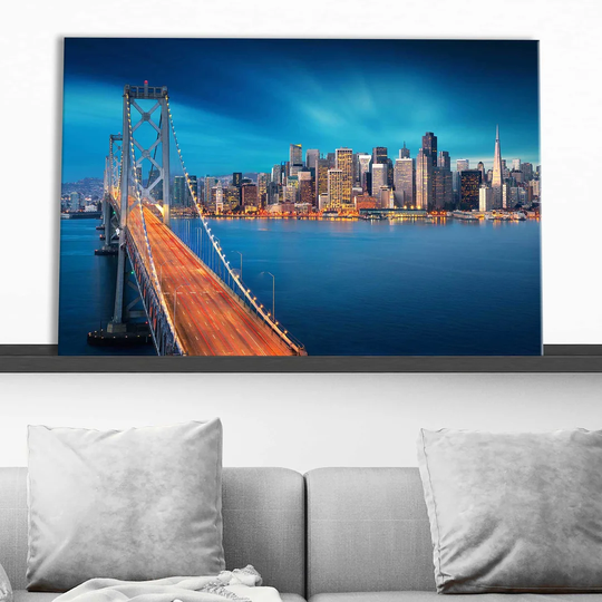 San Francisco at Sunrise with Bay Bridge - Wrapped Canvas Photograph Print